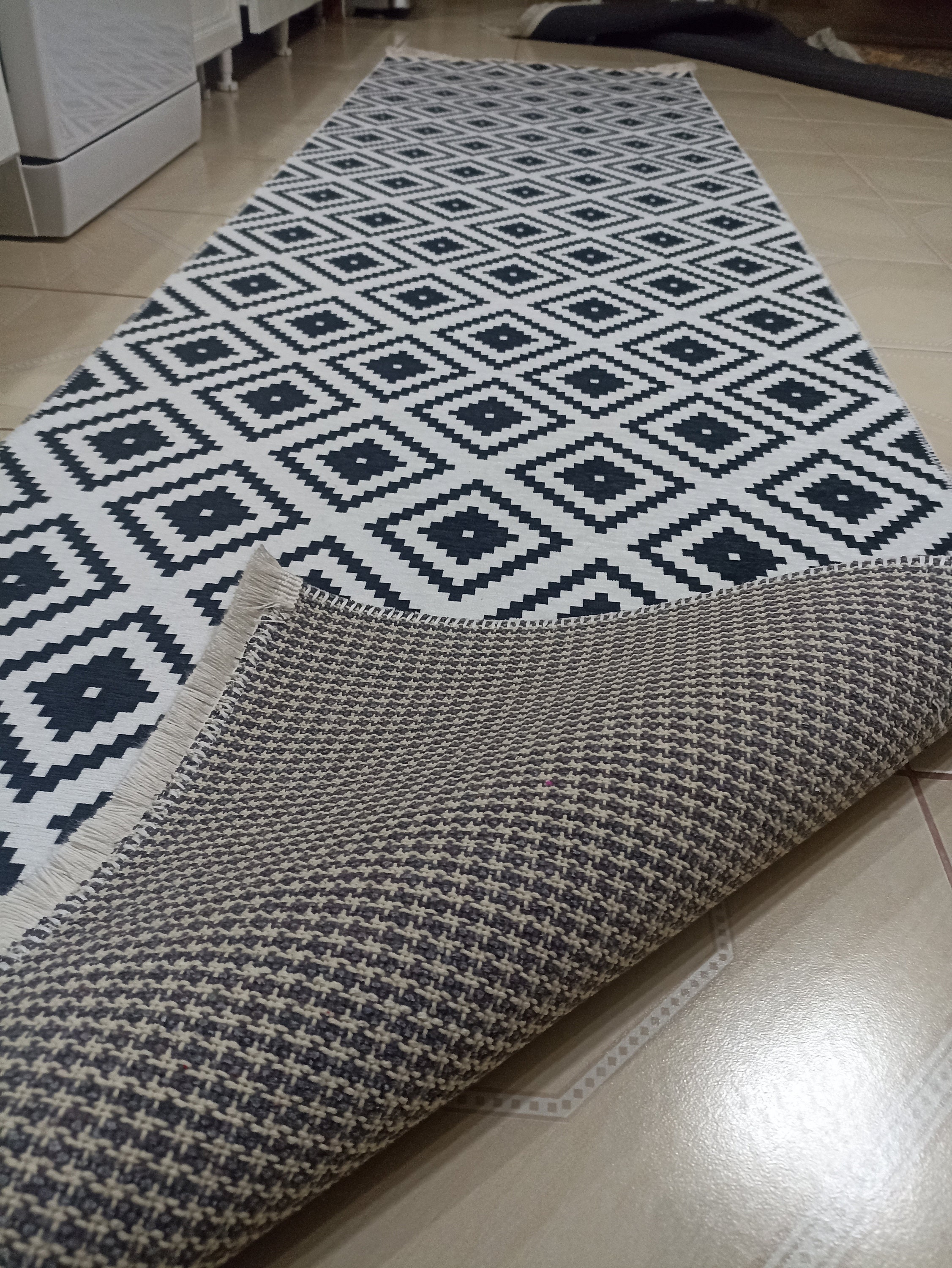 Black and White Rug Runner Etsy