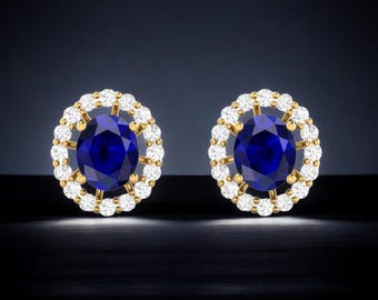 Pendientes de zafiro azul, pendientes de oro y plata, pequeños pendientes de gota de zafiro azul, pendientes apilables, regalo de cumpleaños, envío rápido y gratuito.