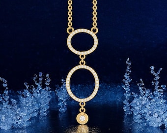 Diamant Halskette, zierliche Gold Halskette, einfache Halskette, Halskette für Frauen, Minimalistische Halskette, befestigte Diamant Solitär Halskette,