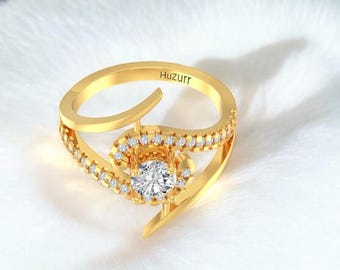 Diamond Ring, Gold Ring, Diamond Silver Ring, Solitaire Diamond Ring, Diamond Promise Ring, Round-Cut Diamond Ring, valentine day gift