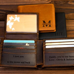 Anniversary Gift for Him,Personalized Wallet,Mens Wallet,Engraved Wallet,Leather Wallet,Custom Wallet,Boyfriend Gift for Men,Gift for Dad image 6