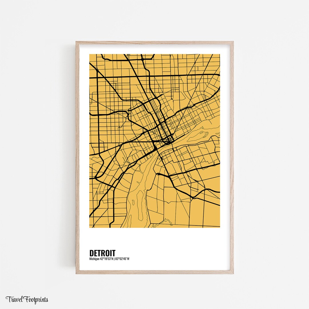 DETROIT Wall Art, Detroit Print, Detroit Map Poster, Modern Minimalist