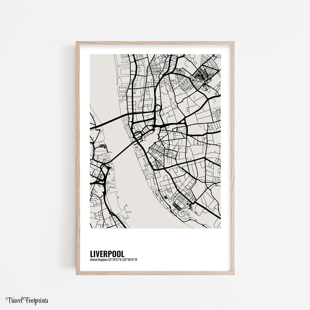 LIVERPOOL City Map, Liverpool Print, Liverpool United Kingdom Street ...