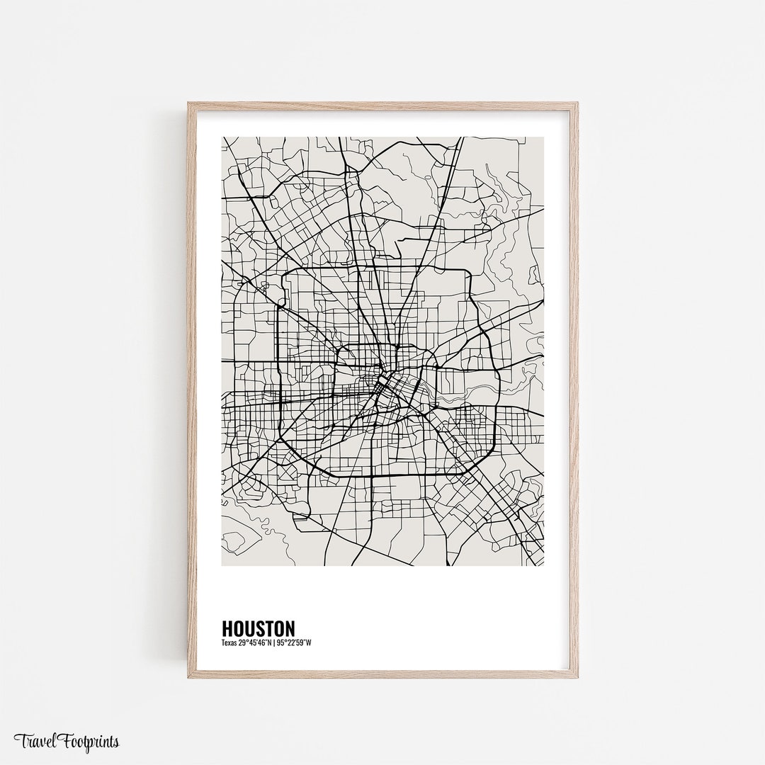 HOUSTON City Map Houston Poster Texas Houston Print Houston Etsy
