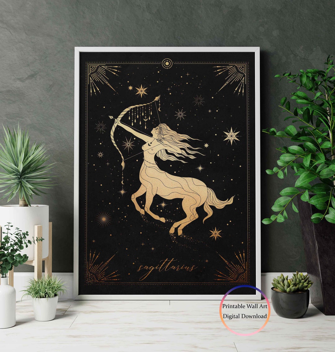 Sagittarius Zodiac Sign Wall Decor Astrology Printable Etsy