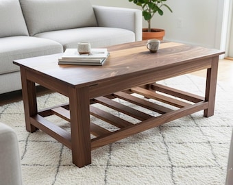 Hidden Storage Solid Walnut Coffee Table