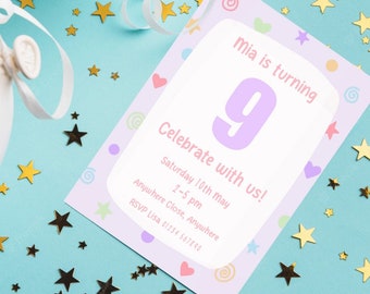 Personalized Kids Birthday Invitation | Custom Colorful Design