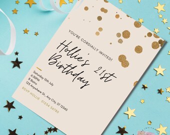 Personalised 21st Invitation, Personalised Rose Gold Invitation, 30th Birthday, Custom Invite