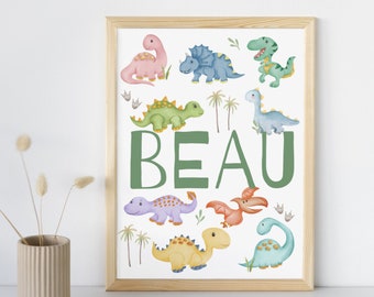 Personalized Dinosaur Name Print | Dino Nursery Decor