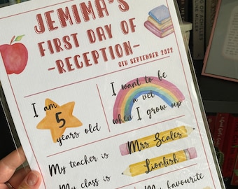 Personalised First Day of School Print | First Day of Reception Keepsake | Starting School Gift | Child’s First Day Memory