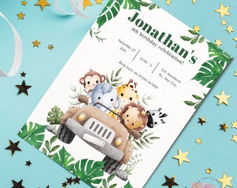 Personalized Safari Birthday Invitations | Jungle Animals