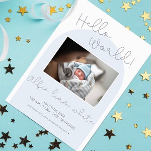 Arrivée de bébé personnalisée | Faire-part de naissance | Première photo de bébé | Bonjour le monde, mon nom est | Nouveaux parents