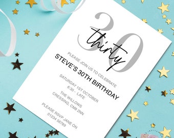 Personalised 30th Invitation, Personalised 50th Birthday Invitation, 18th 30th 25th Birthday, Custom Age Invite