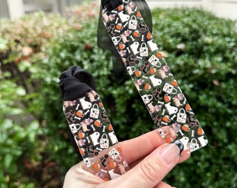 Spooky Dogs Acrylic Bookmark: Halloween Chiffon Ribbon