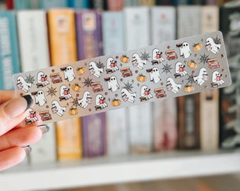 Ghosts Reading Acrylic Bookmark | Aesthetic  Halloween | Clear Frosted Bookmark