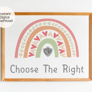 Choose The Right Pink Boho Rainbow | CTR | Printable Christian Nursery Decor | Gospel Art | Kids Room Art | Baptism Gift
