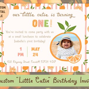 CUSTOM Little Cutie Birthday Invitation | Citrus Orange Birthday | Custom Digital Invitation | Personalized Birthday Invite