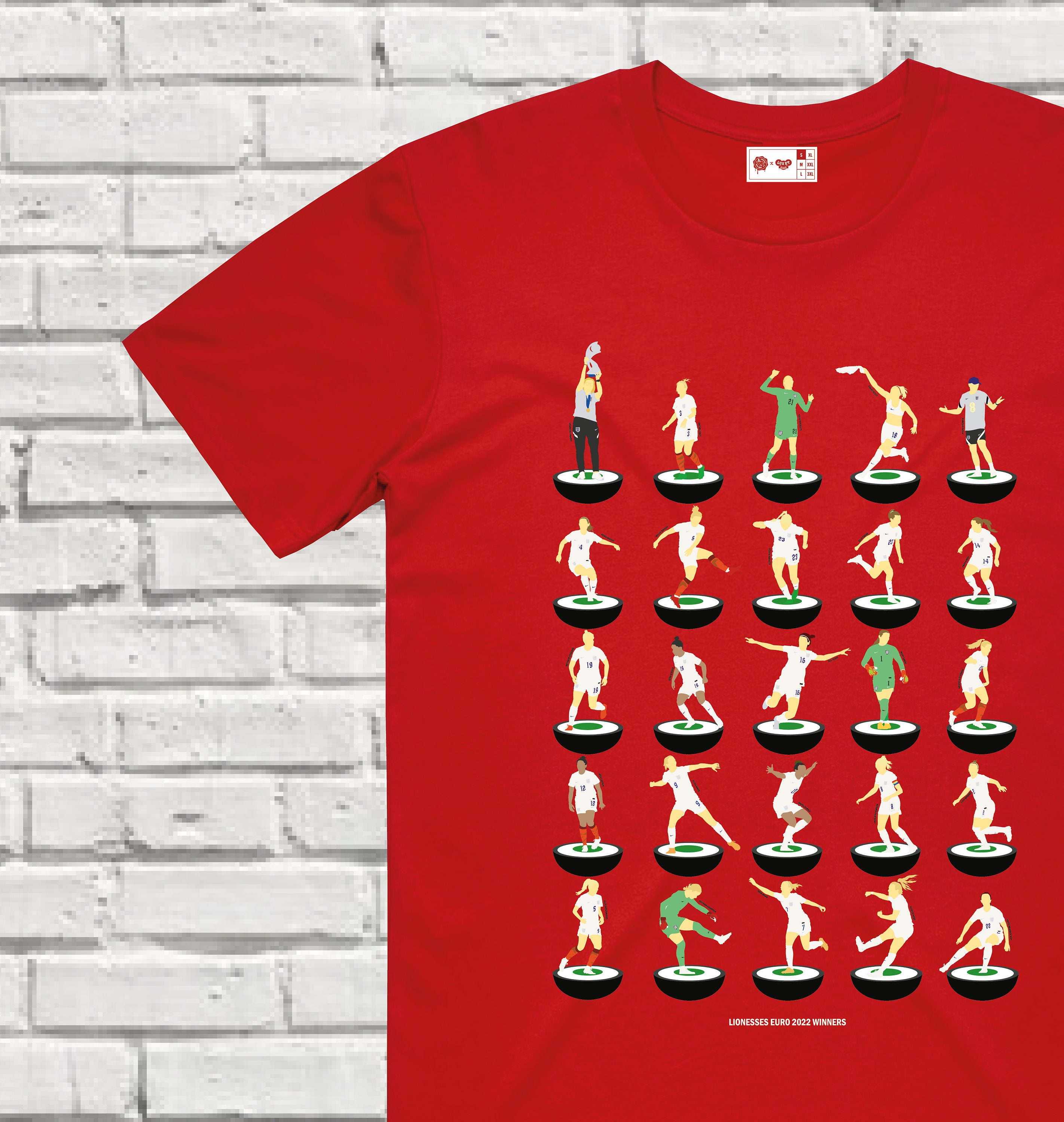 Discover England Lionesses 2022 Euro Champions Subbuteo-style T-shirt