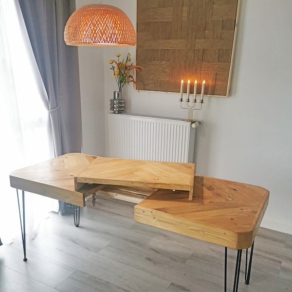 The Natural Chunky Extendable Dining Table with optional bench made to match