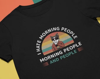 猫シャツ - 朝型人間は嫌い - 面白いグラフィックTシャツ