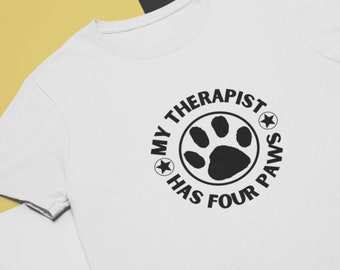 Mi terapeuta tiene cuatro patas: regalo divertido para amantes de los perros para apoyo de salud mental, terapia asistida por animales y bienestar emocional