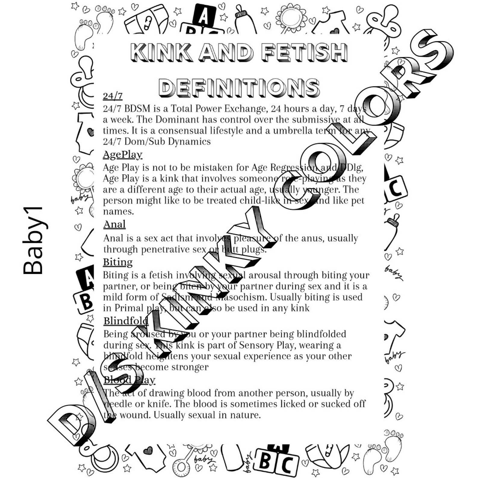Limits List And Kink Glossory Edge Play BDSM Worksheet 5 Etsy