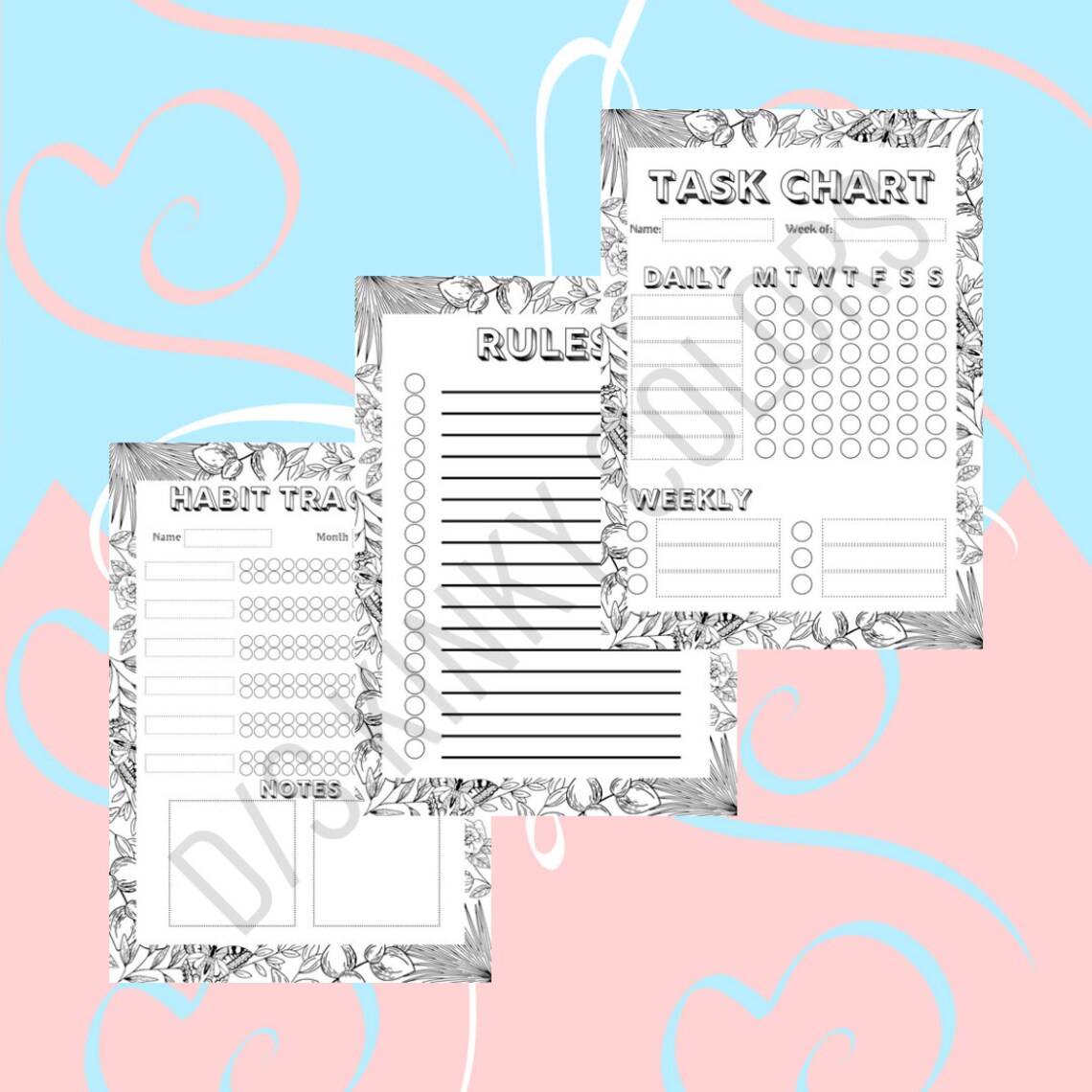 Floral DDLG Worksheets Chore Charts Trackers | Etsy