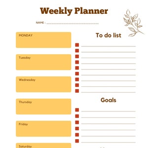 Fall Themed Weekly Planner