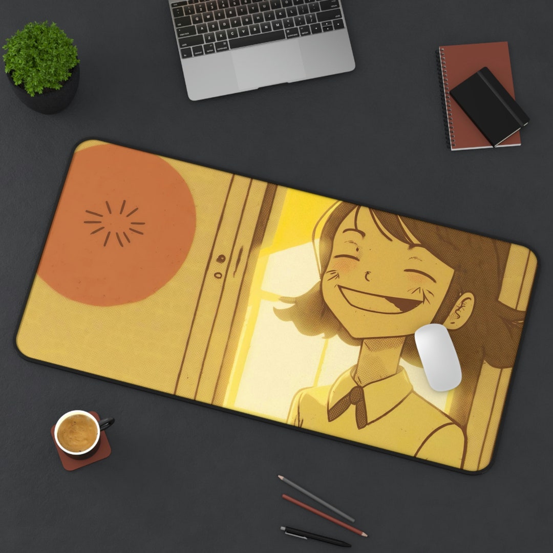 Twitch Streamer Desk Mat Retro Smile Girl Yellow for a Bright Etsy