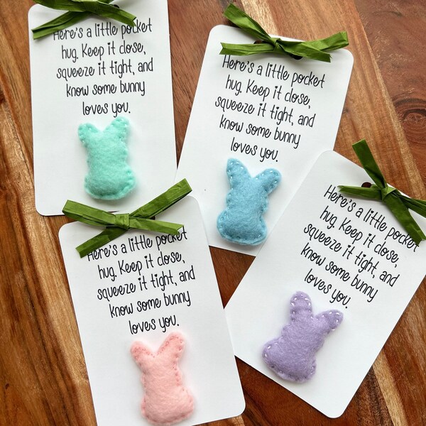 Pocket Hug, Pocket Bunny, Thinking of you gift, Felt Easter Bunny, Easter Custom gift