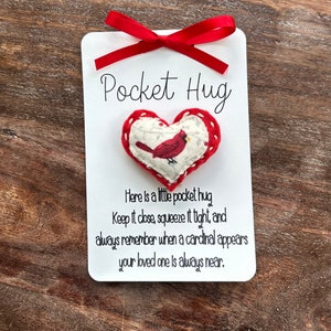 Cardinal, Pocket Heart, Condolence Gift, Rememberance Gift, Pocket Hug, Thinking of you, Loss of loved one gift