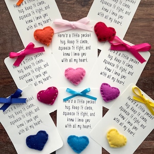 Pocket Heart, Pocket heart Hug, Thinking of you, Miss You, Mother’s Day gift, Back to school support, pocket heart poem custom, pocket hug