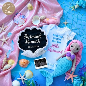 Baby Mermaid Pregnancy Announcement: Editable Social Media Template (Digital Download)