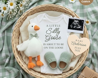 Silly Goose Pregnancy Announcement, Editable Baby Reveal Canva Template for Social Media (Digital Download)