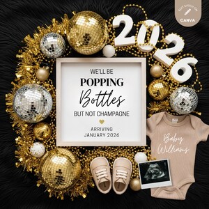 New Year 2026 Pregnancy Announcement Digital, Editable Baby Reveal Template, Gender Neutral Social Media Post, January Ultrasound Idea