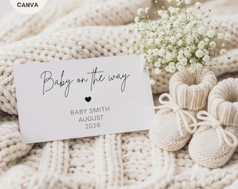 Minimalist Gender Neutral Pregnancy Reveal Baby Announcement Editable Canva Sonogram Template