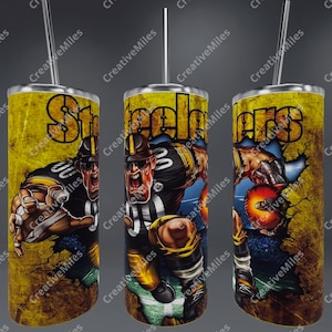 20oz Skinny tumbler with straw - Pittsburgh Steelers, Guy