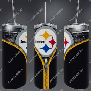 20oz Skinny tumbler with straw - Pittsburgh Steelers