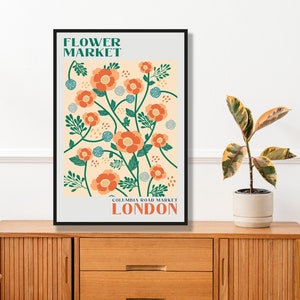 London Blumenmarkt Print, Bohemian Road Blumenmarkt Poster, Boho Wanddekor, Blumenwandkunst, Wildblumendruck
