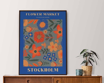 Stockholm Flower Market Giclée Print, Scandi Hygge Boho Decor