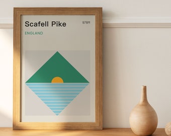 Impression Scafell Pike Mountain - Art mural Bauhaus Mid-Century moderne