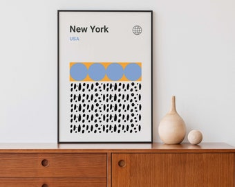 Impression d'art du Bauhaus de New York | Affiche moderne du milieu du siècle à New York