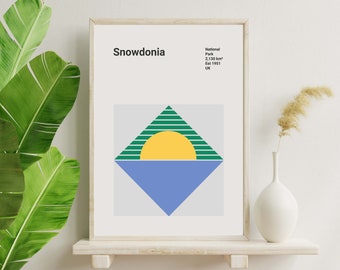 affiche du parc national de Snowdonia | Impression artistique de style Bauhaus