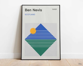Ben Nevis Ecosse Impression | Art géométrique des montagnes du Bauhaus