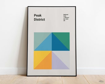 Peak District Travel Poster | Bauhaus Style UK National Park Print