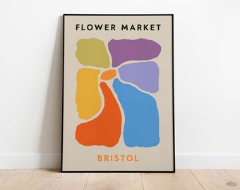 Impression du marché aux fleurs de Bristol - Art mural floral rétro