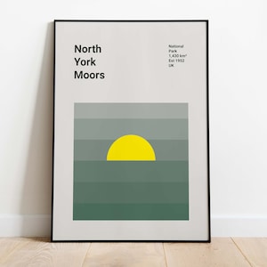 North York Moors National Park Poster | Bauhaus Poster | Mid-Century Modern Art Work | UK National Park Print