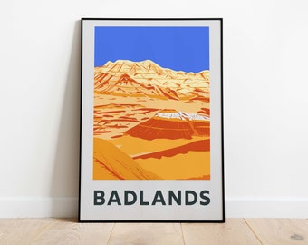 Badlands National Park Poster, Modern Travel Wall Art