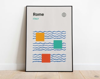 Rome Bauhaus Art Print | Mid-Century Modern Italy Travel Poster