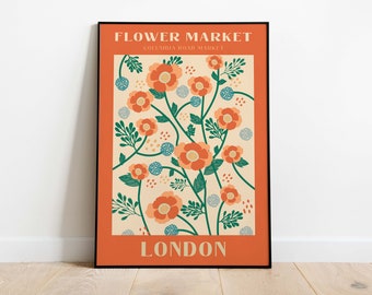 Impresión del mercado de flores de Londres, Columbia Road, arte floral bohemio para pared